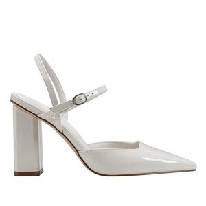 Elegant White Block Heel Slingback Pumps